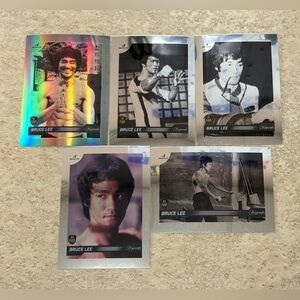 All 5 Bruce Lee Dragon 2024 Silver Chrome Refractor MMA Movie Cards BV $50